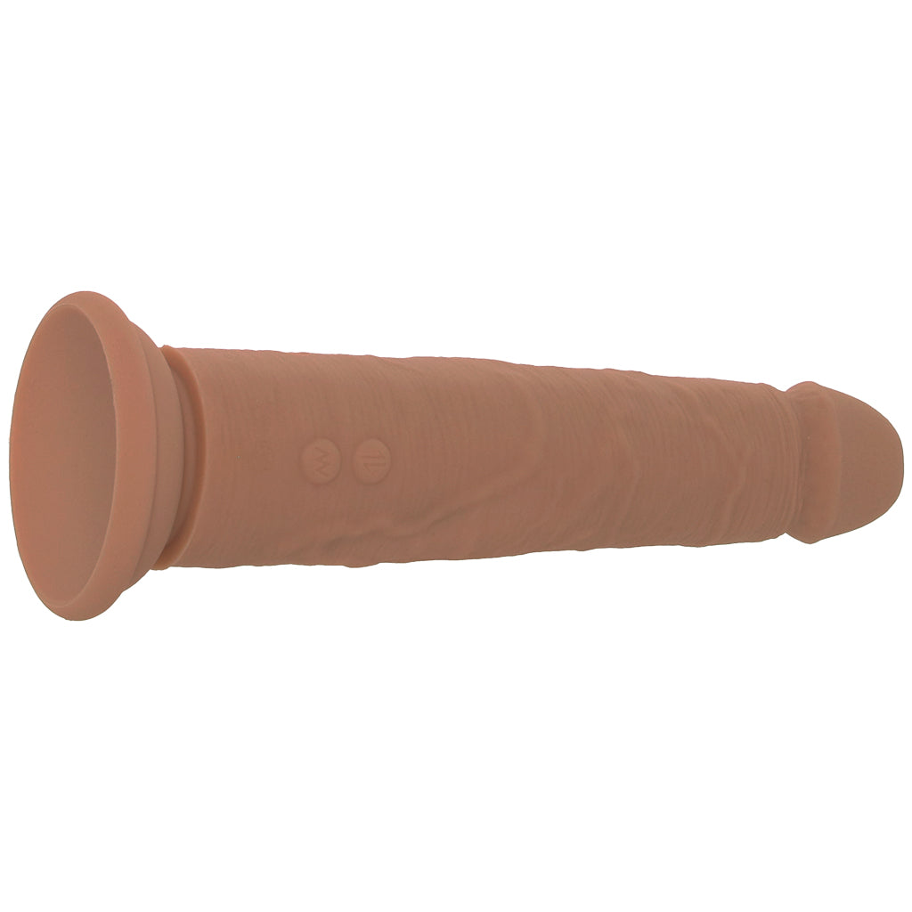 Silicone Studs Vibrating & Thrusting Dildo in Brown