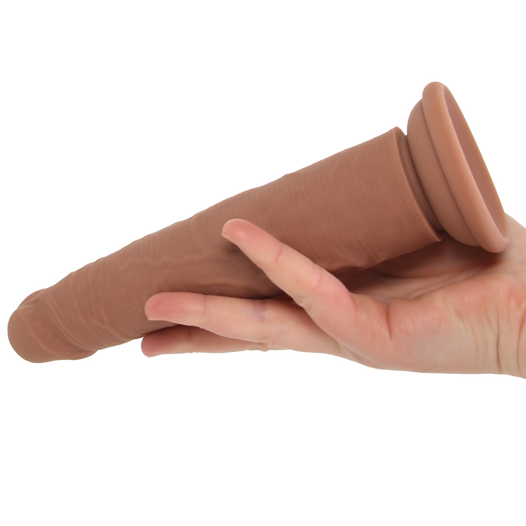 Silicone Studs Vibrating & Thrusting Dildo in Brown