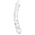gläs Double Trouble Ridged Glass Dildo