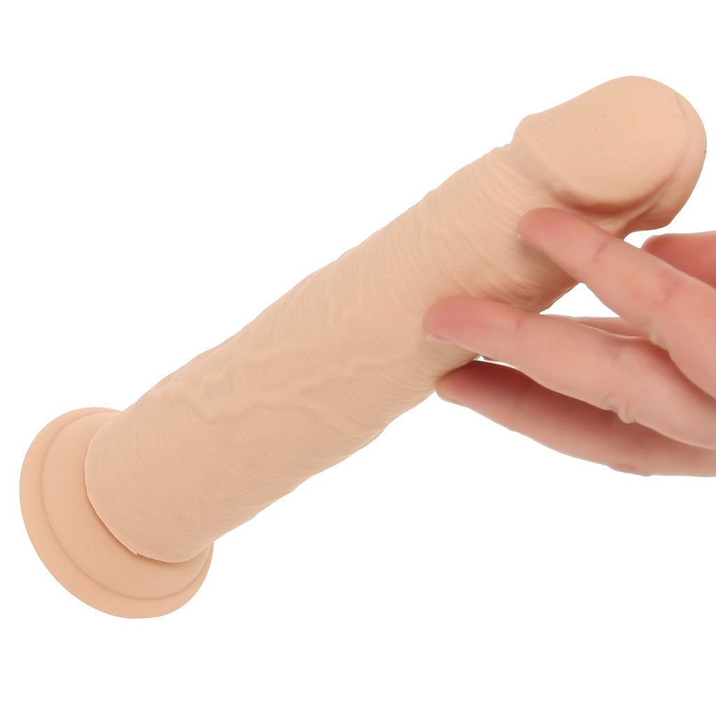 Silicone Studs Vibrating & Thrusting Dildo in Light