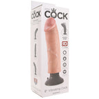 King Cock 8 Inch Vibrating Suction Dildo in Flesh