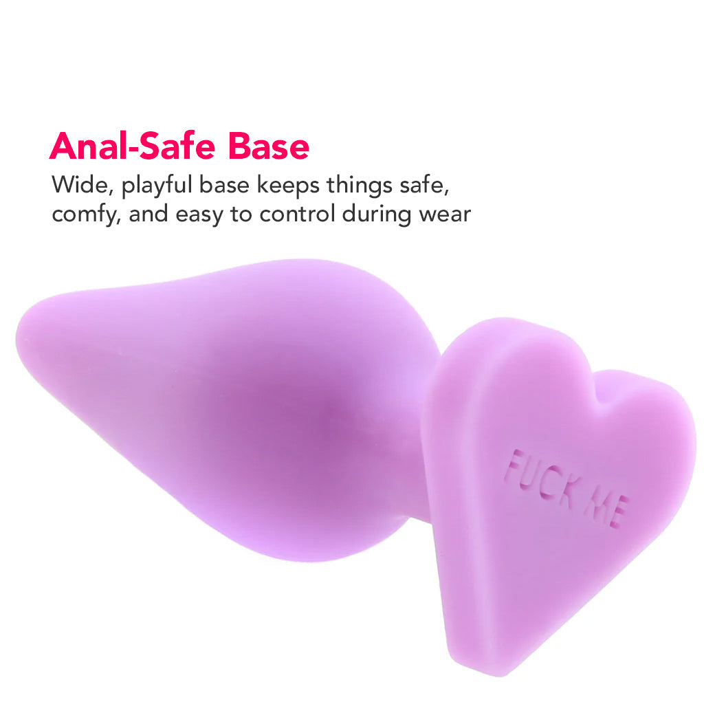 Candy Hearts F**k Me Medium Butt Plug in Purple