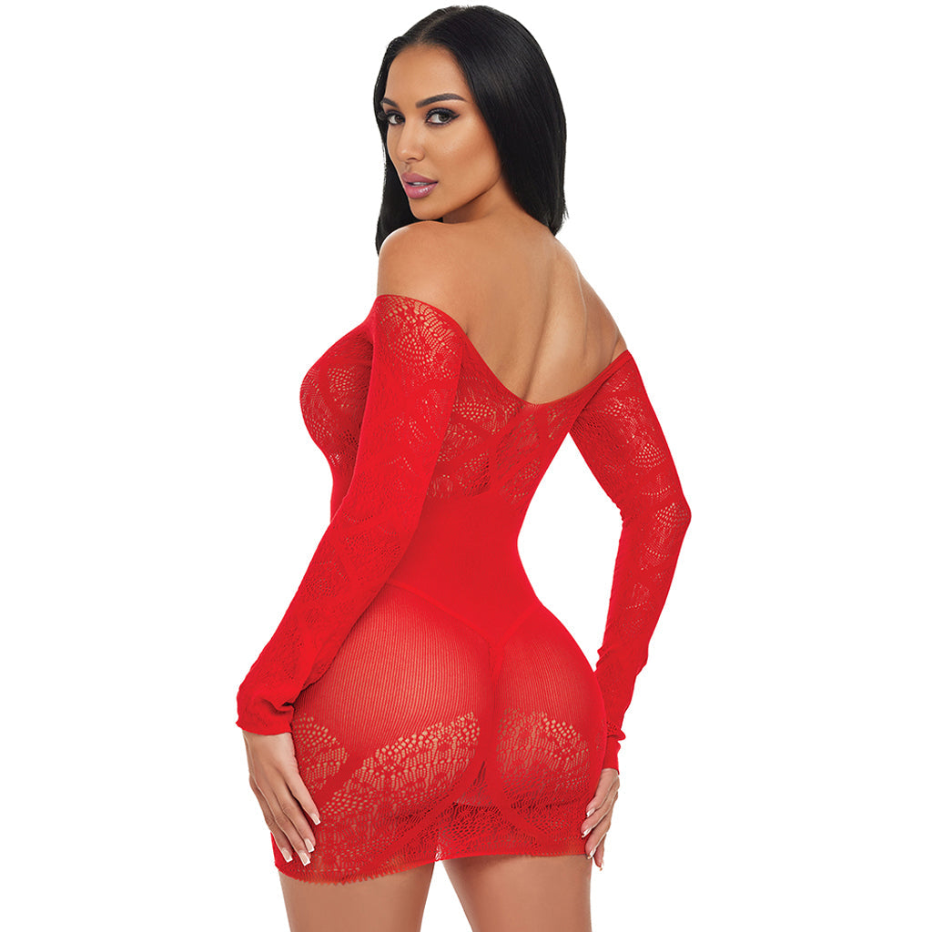 Scarlet Seduction Lace & Mesh Dress