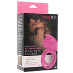 Dual Clit Flicker Vibrating Cock Ring in Pink