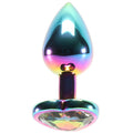 Small Aluminum Plug with Rainbow Heart Gem in Multicolor