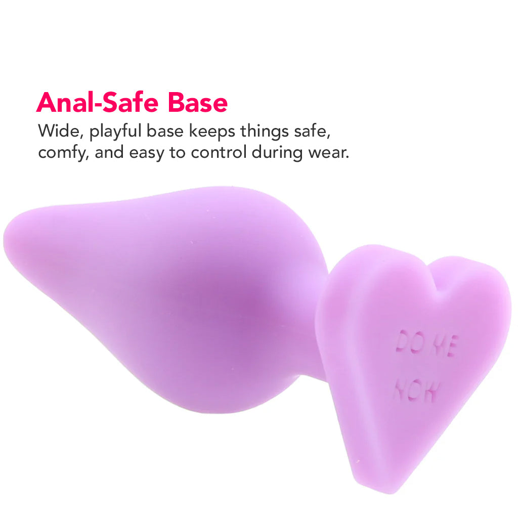 Candy Hearts Do Me Now Small Butt Plug in Purple
