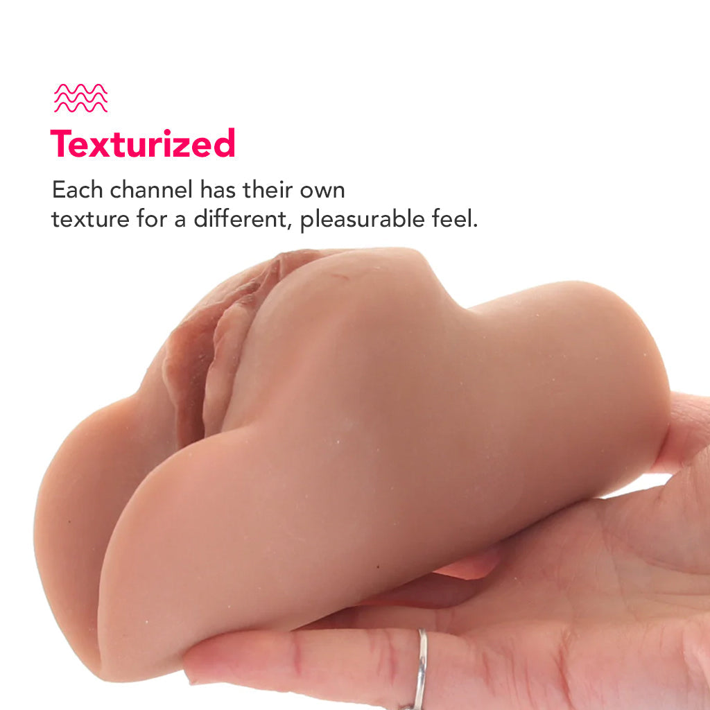 PDX Plus Perfect Pussy Double Stroker in Tan