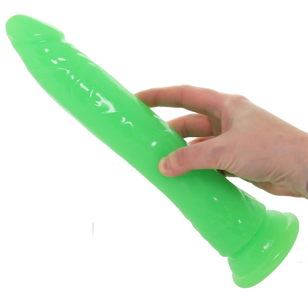 RealRock Glow In The Dark 11 Inch Slim Dildo in Green