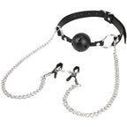 Breathable Ball Gag with Nipple Clamps