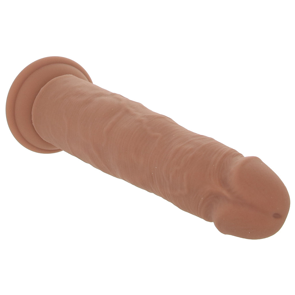 Silicone Studs Vibrating & Thrusting Dildo in Brown