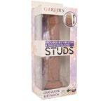 Silicone Studs Vibrating & Thrusting Dildo in Brown