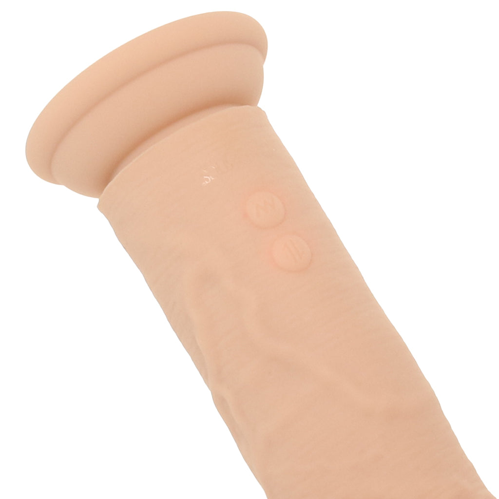 Silicone Studs Vibrating & Thrusting Dildo in Light